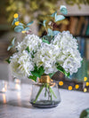 The Amour | Faux Hydrangea Arrangement in Smoked Glass Vase