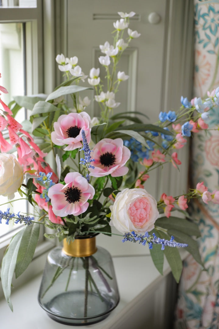 Faux Foxglove, Rose & Wildflower Arrangement