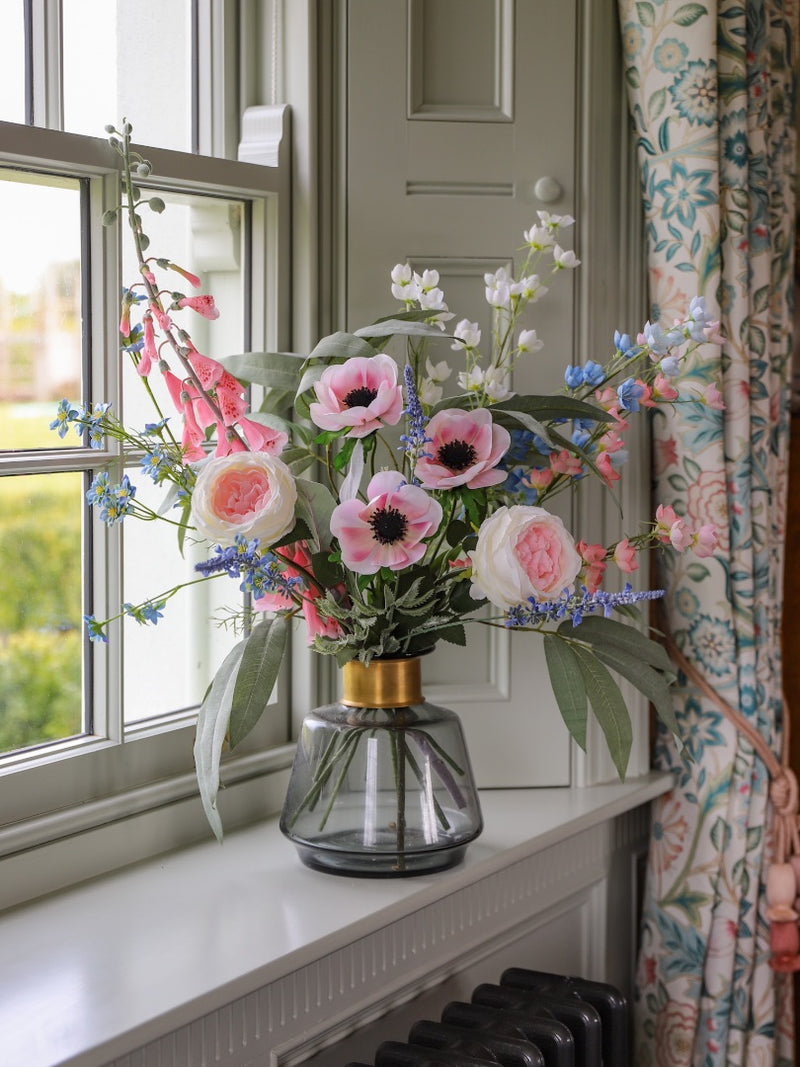 Faux Foxglove, Rose & Wildflower Arrangement