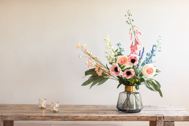 Faux Foxglove, Rose & Wildflower Arrangement