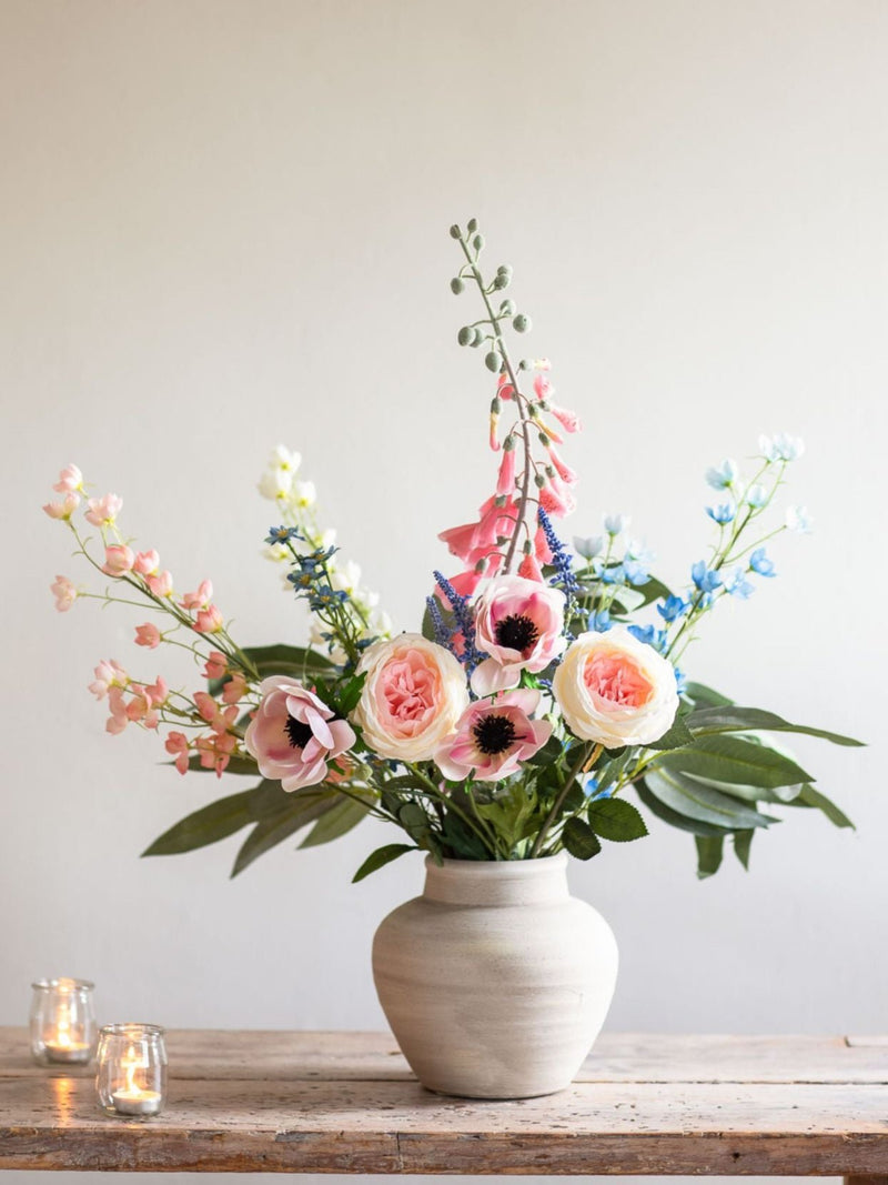 Faux Foxglove, Rose & Wildflower Arrangement