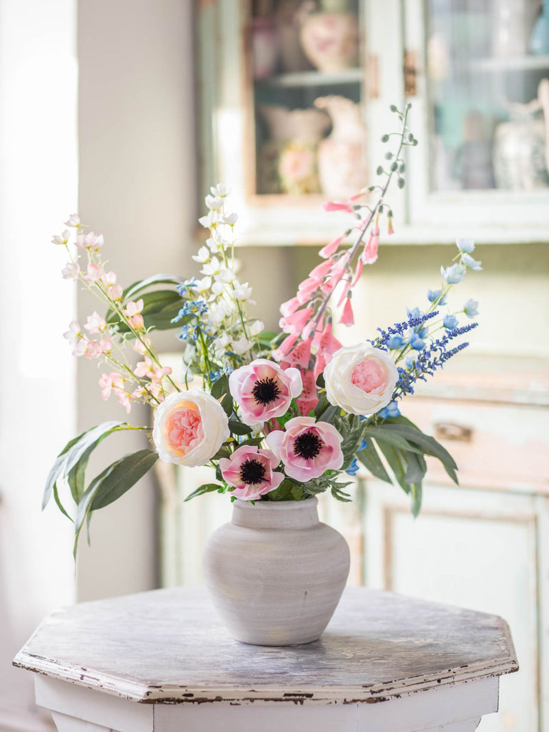 Ora Stone Vase with Faux Bouquet