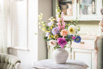 Ora Stone Vase with Faux Penelope Bouquet