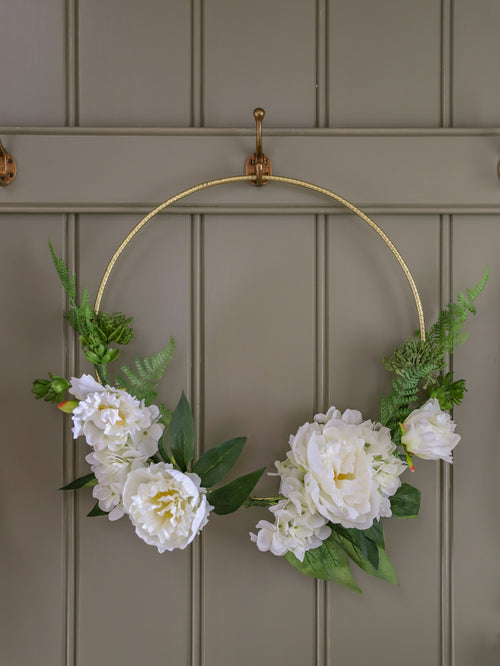 Seraphina | Faux Peony & Hydrangea Hoop Wreath