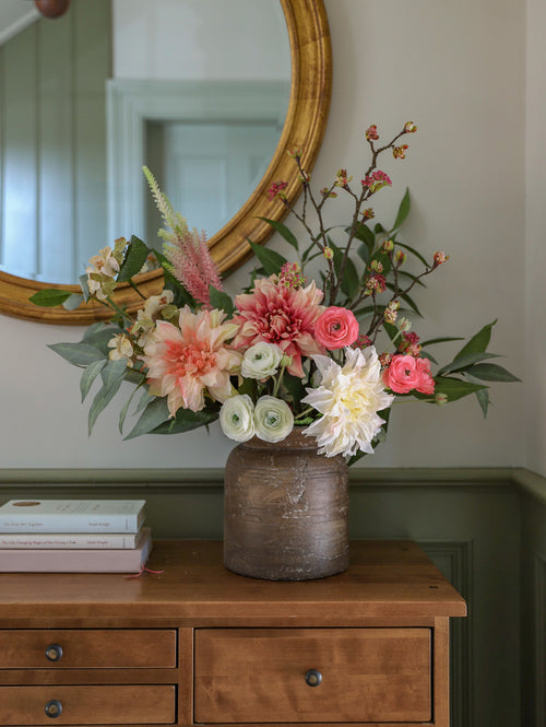Sundowning | Faux Dahlia, Astilbe & Ranunculus Arrangement