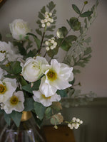 Faux Helleborus Niger, Snowberry & Gilded Eucalyptus
