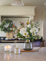Faux Helleborus Niger, Snowberry & Gilded Eucalyptus