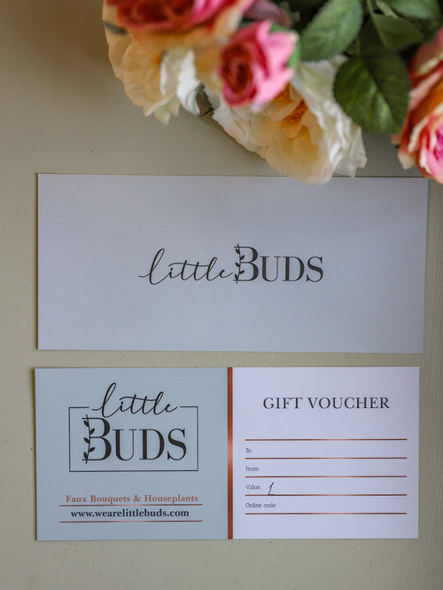 Physical gift voucher for fake florals