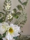 Faux Helleborus Niger, Snowberry & Gilded Eucalyptus