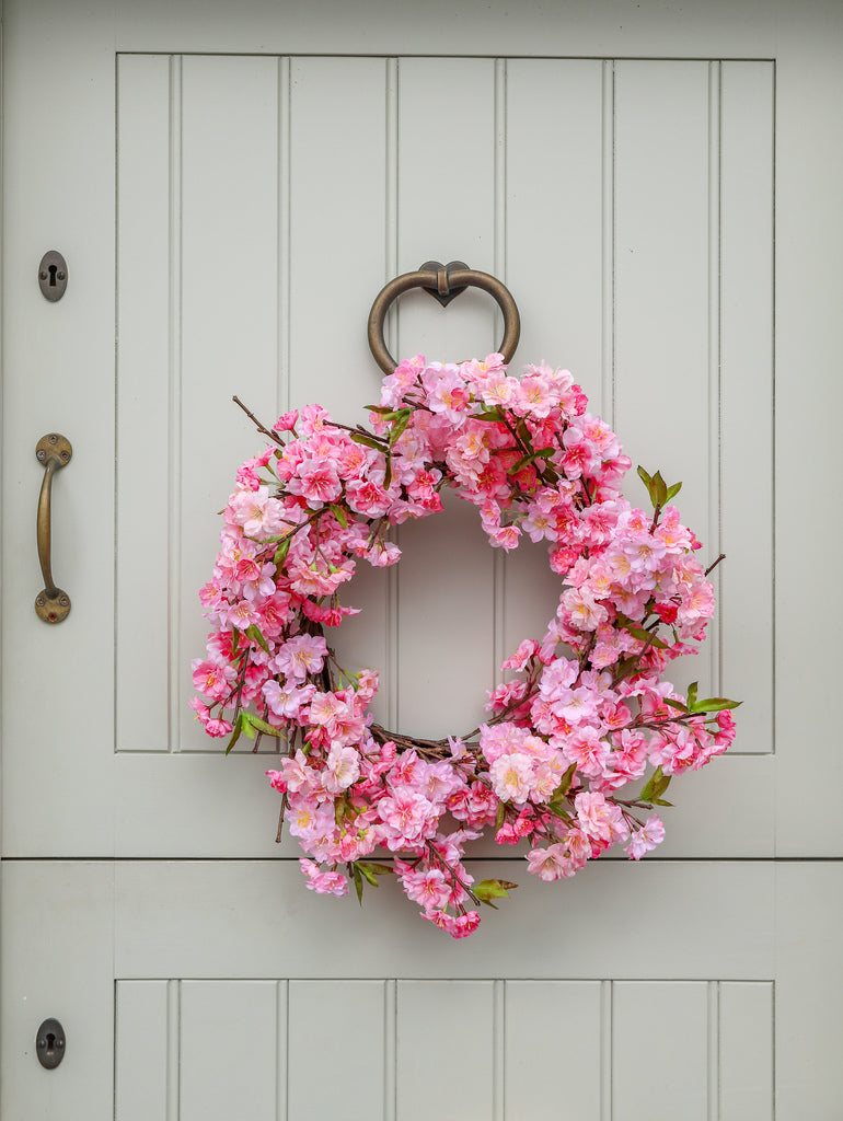Faux Pink Cherry Blossom Wreath Little Buds