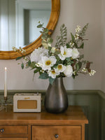 Faux Helleborus Niger, Snowberry & Gilded Eucalyptus