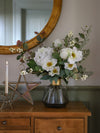 Faux Helleborus Niger, Snowberry & Gilded Eucalyptus