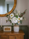 Faux Helleborus Niger, Snowberry & Gilded Eucalyptus