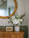 Faux Helleborus Niger, Snowberry & Gilded Eucalyptus