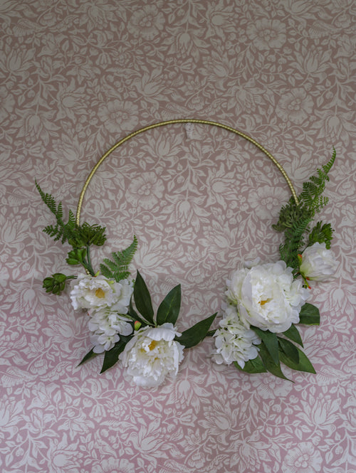Seraphina | Faux Peony & Hydrangea Hoop Wreath