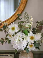 Faux Helleborus Niger, Snowberry & Gilded Eucalyptus